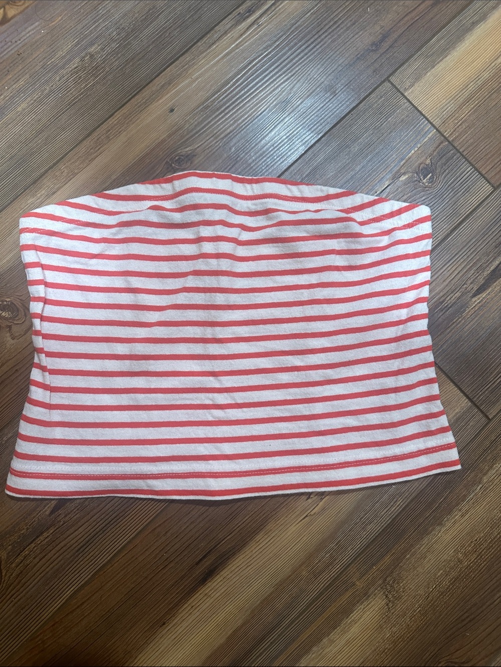 Free People Striped Coral and White Strapless Tube Top